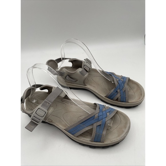 KEEN Keen  Mary Jane Style Sandals Flats Gray Canvas Hook and Loop Size 8.5 - Picture 1 of 12